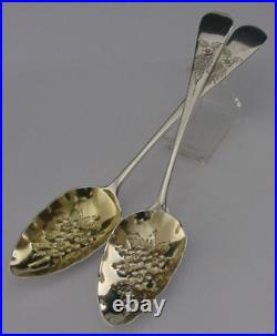 RARE SCOTTISH PROVINCIAL STERLING SILVER BERRY SERVING SPOONS ABERDEEN c1800