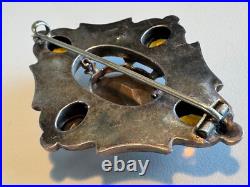 Rare Antique Scottish Silver Agate, Pebble, Citrine, Brooch Pin Circa 1880s