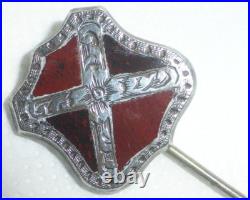 Rare Antique Scottish Silver Jasper & Bloodstone Stick Pin, Original Case c1870