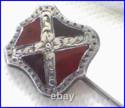 Rare Antique Scottish Silver Jasper & Bloodstone Stick Pin, Original Case c1870