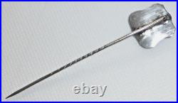 Rare Antique Scottish Silver Jasper & Bloodstone Stick Pin, Original Case c1870