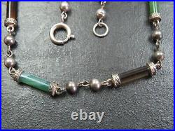 Rare Antique Scottish Sterling Silver & Agate Necklace C. 1840