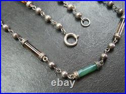 Rare Antique Scottish Sterling Silver & Agate Necklace C. 1840