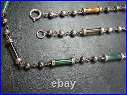 Rare Antique Scottish Sterling Silver & Agate Necklace C. 1840