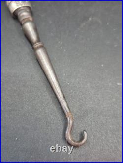 Rare Antique Scottish Sterling Silver Moss Agate Handled Button Hook
