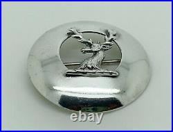 Rare Antique Victorian Scottish Sterling Silver Stag Clan Badge Brooch