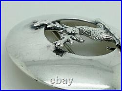 Rare Antique Victorian Scottish Sterling Silver Stag Clan Badge Brooch