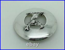 Rare Antique Victorian Scottish Sterling Silver Stag Clan Badge Brooch