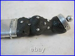 Rare Childs Faux Scottish Dirk, Wooden With Sterling Silver Mountings, C 1870's