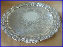 Rare Large Georgian Scottish Sterling Silver Salver Glasgow 1826, 997 Grams