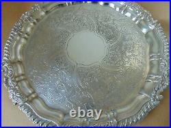 Rare Large Georgian Scottish Sterling Silver Salver Glasgow 1826, 997 Grams