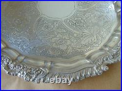 Rare Large Georgian Scottish Sterling Silver Salver Glasgow 1826, 997 Grams