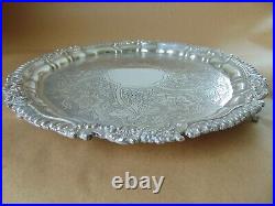 Rare Large Georgian Scottish Sterling Silver Salver Glasgow 1826, 997 Grams