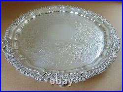 Rare Large Georgian Scottish Sterling Silver Salver Glasgow 1826, 997 Grams