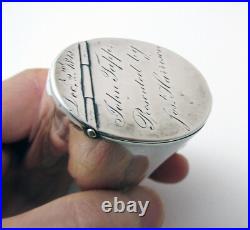 Rare Scottish Antique Solid Sterling Silver Georgian Snuff Canister Pill Box