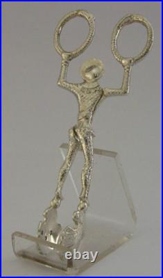 Rare Scottish Solid Sterling Silver Harlequin Sugar Tongs Nips 1893 Antique