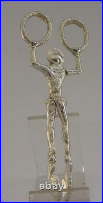 Rare Scottish Solid Sterling Silver Harlequin Sugar Tongs Nips 1893 Antique