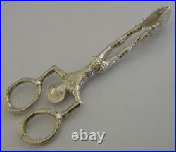 Rare Scottish Solid Sterling Silver Harlequin Sugar Tongs Nips 1893 Antique
