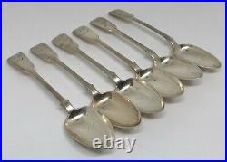 Rare Set Of 6 Antique 1846 Georgian Scottish Edinburgh Sterling Silver Spoons