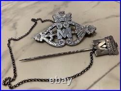 Rare Victorian Scottish Silver Luckenbooth Sweetheart Brooch & Lapel Stick Pin