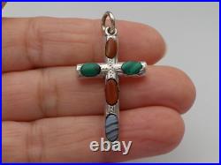 Rare Victorian Scottish Sterling Silver & Agate Cross Pendant
