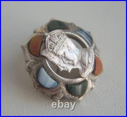 Rare Vintage George V1 Coronation Sterling Silver Scottish Agate Brooch c1937