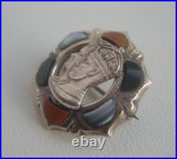Rare Vintage George V1 Coronation Sterling Silver Scottish Agate Brooch c1937