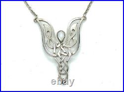 Rare Vintage Scottish St. Silver Moonstone Mithril Celtic Angel Pendant Necklace