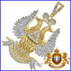 Real Diamond 33 Degree Masonic Scottish Rite Freemasonry Pendent Charm Big 2.5'