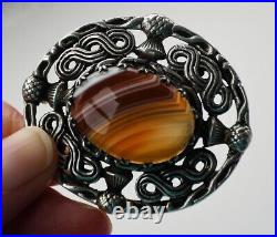 Robert Allison silver/banded agate brooch, 1953-54, GlasgowithScottish marks