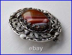 Robert Allison silver/banded agate brooch, 1953-54, GlasgowithScottish marks