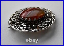 Robert Allison silver/banded agate brooch, 1953-54, GlasgowithScottish marks