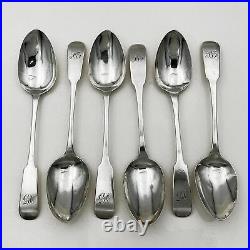 SCOTTISH PROVINCIAL SET 6 TEASPOONS STERLING SILVER Charles Murray, Perth c1820