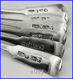 SCOTTISH PROVINCIAL SET 6 TEASPOONS STERLING SILVER Charles Murray, Perth c1820