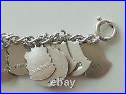 STERLING SILVER 33 PLACE SHIELD CHARM BRACELET (MAINLY SCOTTISH) 51.7g