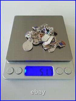 STERLING SILVER 33 PLACE SHIELD CHARM BRACELET (MAINLY SCOTTISH) 51.7g