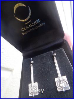 SUPER Scottish Sterling Silver Willow LONG DROP Earrings Ola Gorie Orkney