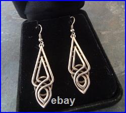 SUPERB Scottish Sterling Silver AILSA Celtic Drop Earrings Ola Gorie Orkney