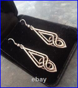 SUPERB Scottish Sterling Silver AILSA Celtic Drop Earrings Ola Gorie Orkney