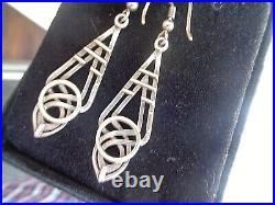 SUPERB Scottish Sterling Silver AILSA Celtic Drop Earrings Ola Gorie Orkney