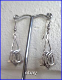 SUPERB Scottish Sterling Silver Celtic Drop Hook Earrings Ola Gorie of Orkney