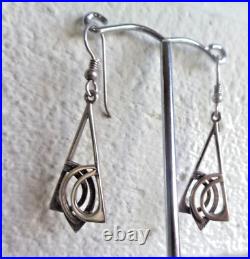 SUPERB Scottish Sterling Silver Celtic Drop Hook Earrings Ola Gorie of Orkney