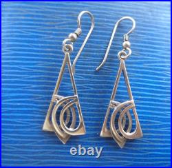 SUPERB Scottish Sterling Silver Celtic Drop Hook Earrings Ola Gorie of Orkney