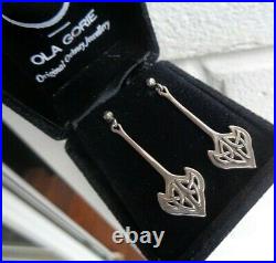 SUPERB Scottish Stg Silver CELTIC Drop Pierced Earrings + Box Ola Gorie Orkney