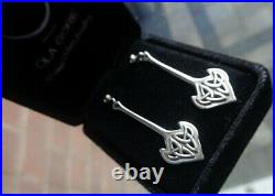 SUPERB Scottish Stg Silver CELTIC Drop Pierced Earrings + Box Ola Gorie Orkney