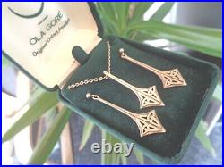 SUPERB Scottish Stg Silver Celtic Drop Earrings & Pendant + Box Ola Gorie Orkney