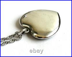 Scottish 925 Silver Granite Pendant Love Heart Necklace / Victorian Antique