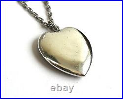 Scottish 925 Silver Granite Pendant Love Heart Necklace / Victorian Antique