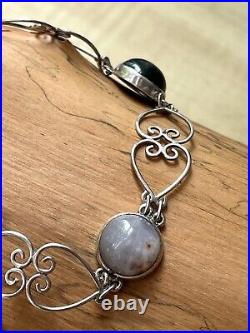 Scottish 925 Sterling Silver & Agate Cabochon Toggle Bracelet John Hart