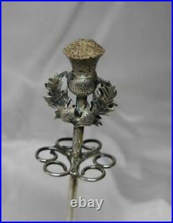 Scottish Agate Thistle Hatpin Stand Holder Sterling Silver 1907 Adie & Lovekin